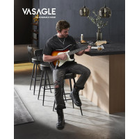Produktbild för Vasagle Ekho Collection Bar Stool Set Of 2 Kitchen Chair Padded Seat Pu With Stitching Modern Style Mid-century Height 76 cm For Kitchen Bar Black Ink Lbc889b01 56x56x102cm