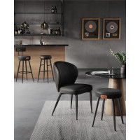 Produktbild för Vasagle Ekho Collection Bar Stool Set Of 2 Kitchen Chair Padded Seat Pu With Stitching Modern Style Mid-century Height 76 cm For Kitchen Bar Black Ink Lbc889b01 56x56x102cm
