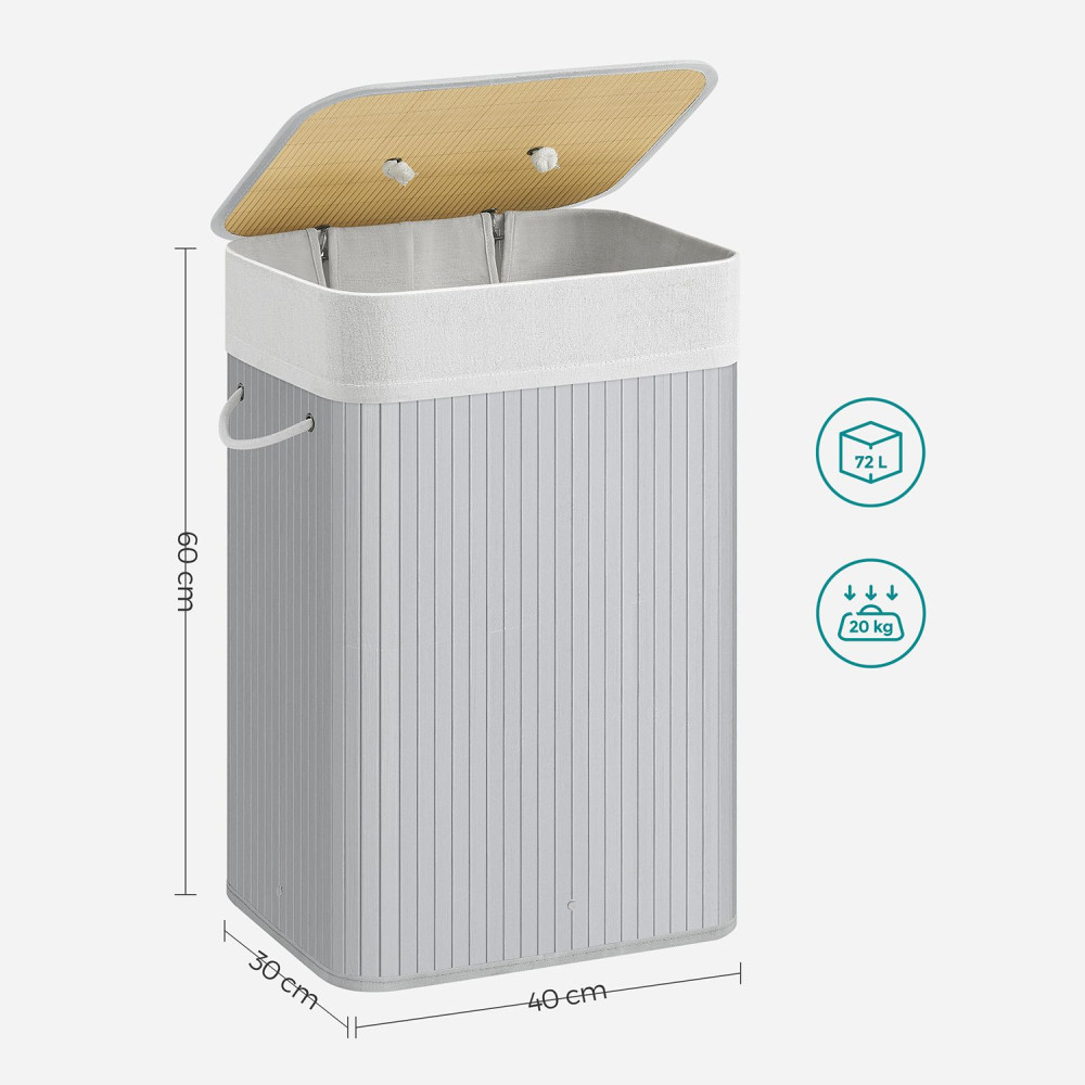 Produktbild för Clothes Basket Grey 40x30x60cm