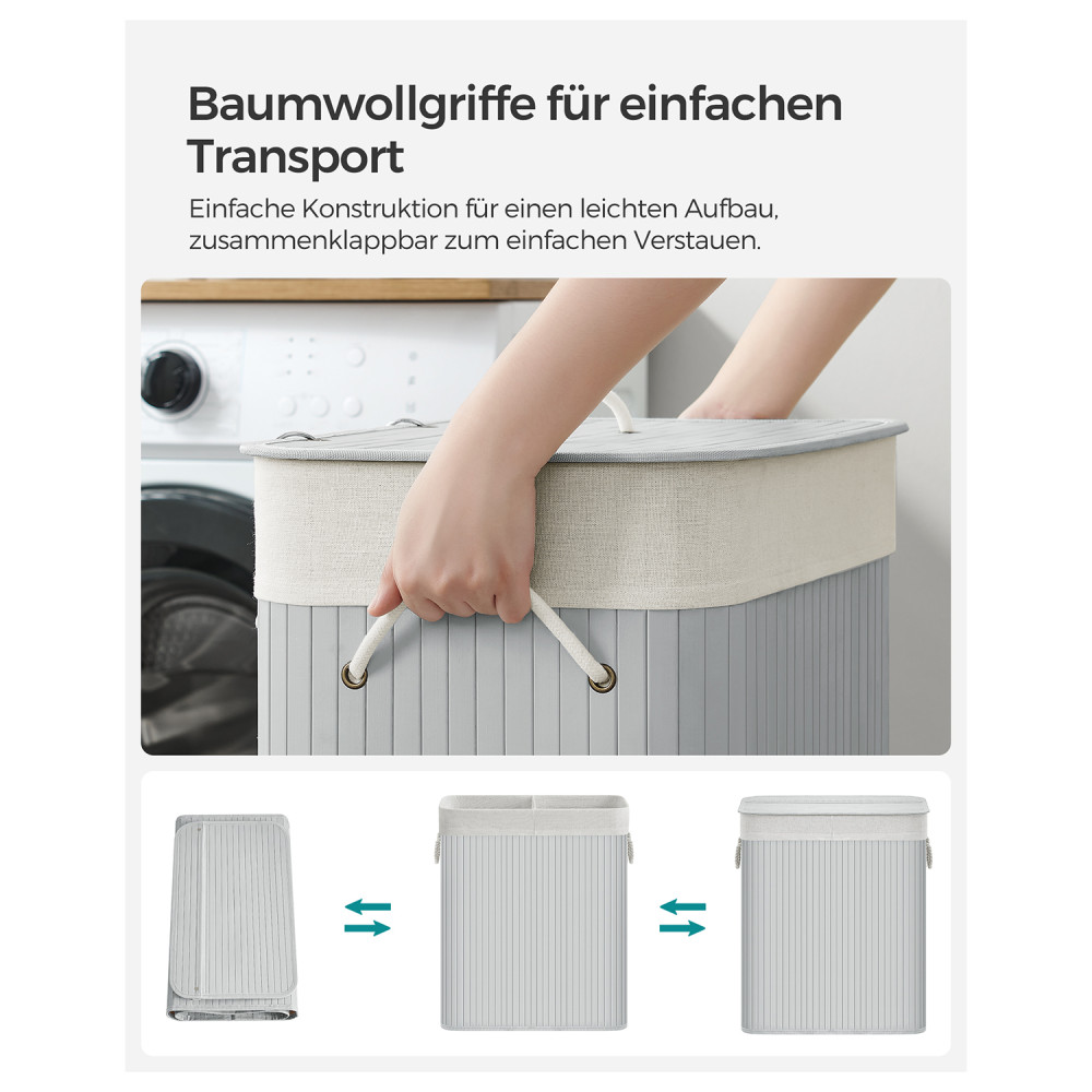 Produktbild för Clothes Basket Grey 40x30x60cm