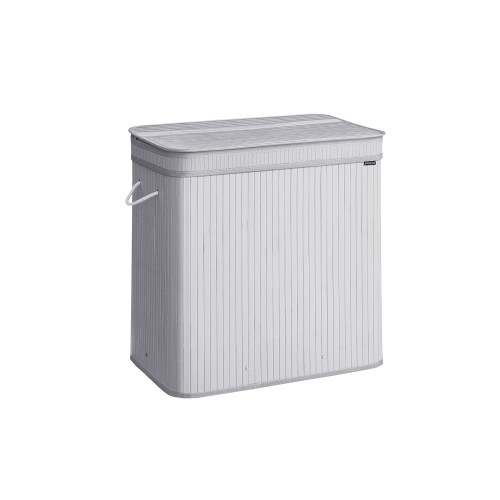 Songmics Bamboo Laundry Basket With Lid Dove Grey 63x42x61cm