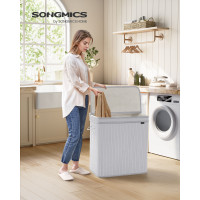 Produktbild för Bamboo Laundry Basket With Lid Dove Grey 63x42x61cm
