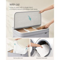 Produktbild för Bamboo Laundry Basket With Lid Dove Grey 63x42x61cm