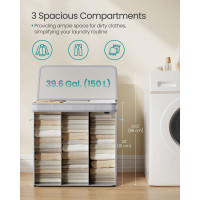 Produktbild för Bamboo Laundry Basket With Lid Dove Grey 63x42x61cm
