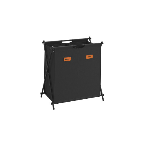 Songmics 115 L Laundry Hamper With 2 Sections And X-frame Ink Black 60x40x66cm