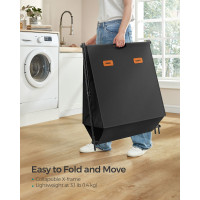 Produktbild för 115 L Laundry Hamper With 2 Sections And X-frame Ink Black 60x40x66cm