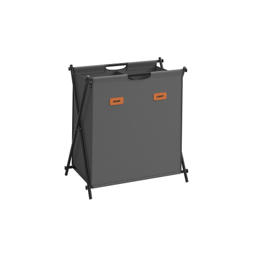 Songmics 115 L Laundry Hamper With 2 Sections And X-frame Slate Grey Black 60x40x66cm