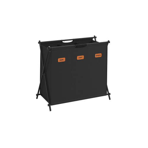 Songmics 135 L Laundry Hamper With 3 Sections And X-frame Ink Black 70x40x66cm