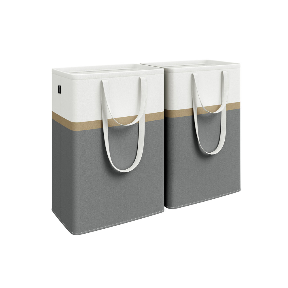 Produktbild för 75 L Collapsible Laundry Hampers Set Of 2 Slate Grey 40x30x65cm