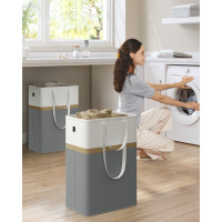 Produktbild för 75 L Collapsible Laundry Hampers Set Of 2 Slate Grey 40x30x65cm