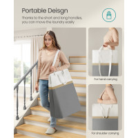 Produktbild för 75 L Collapsible Laundry Hampers Set Of 2 Slate Grey 40x30x65cm