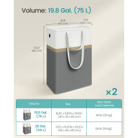 Produktbild för 75 L Collapsible Laundry Hampers Set Of 2 Slate Grey 40x30x65cm