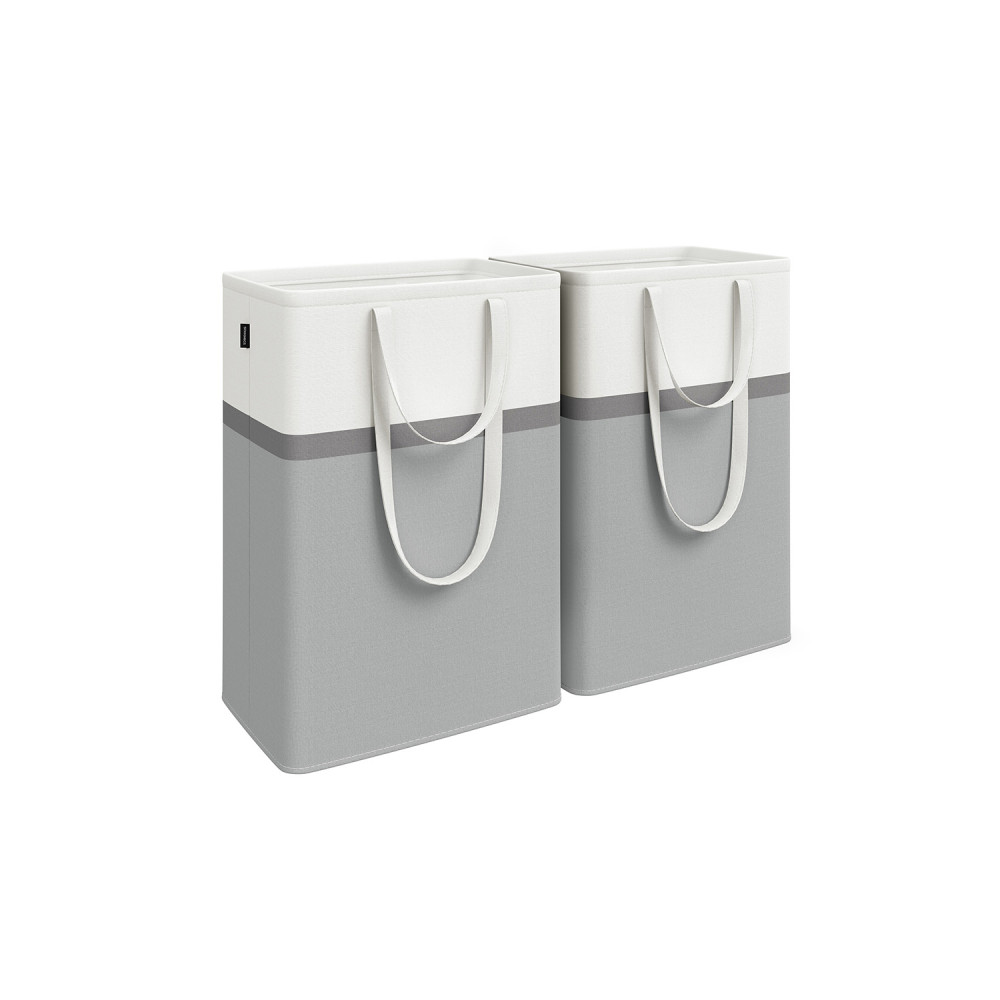 Produktbild för 75 L Collapsible Laundry Hampers Set Of 2 Dove Grey 40x30x65cm