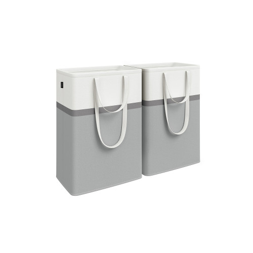 Songmics 75 L Collapsible Laundry Hampers Set Of 2 Dove Grey 40x30x65cm