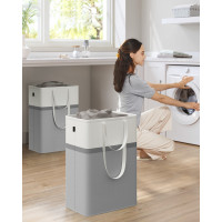 Produktbild för 75 L Collapsible Laundry Hampers Set Of 2 Dove Grey 40x30x65cm