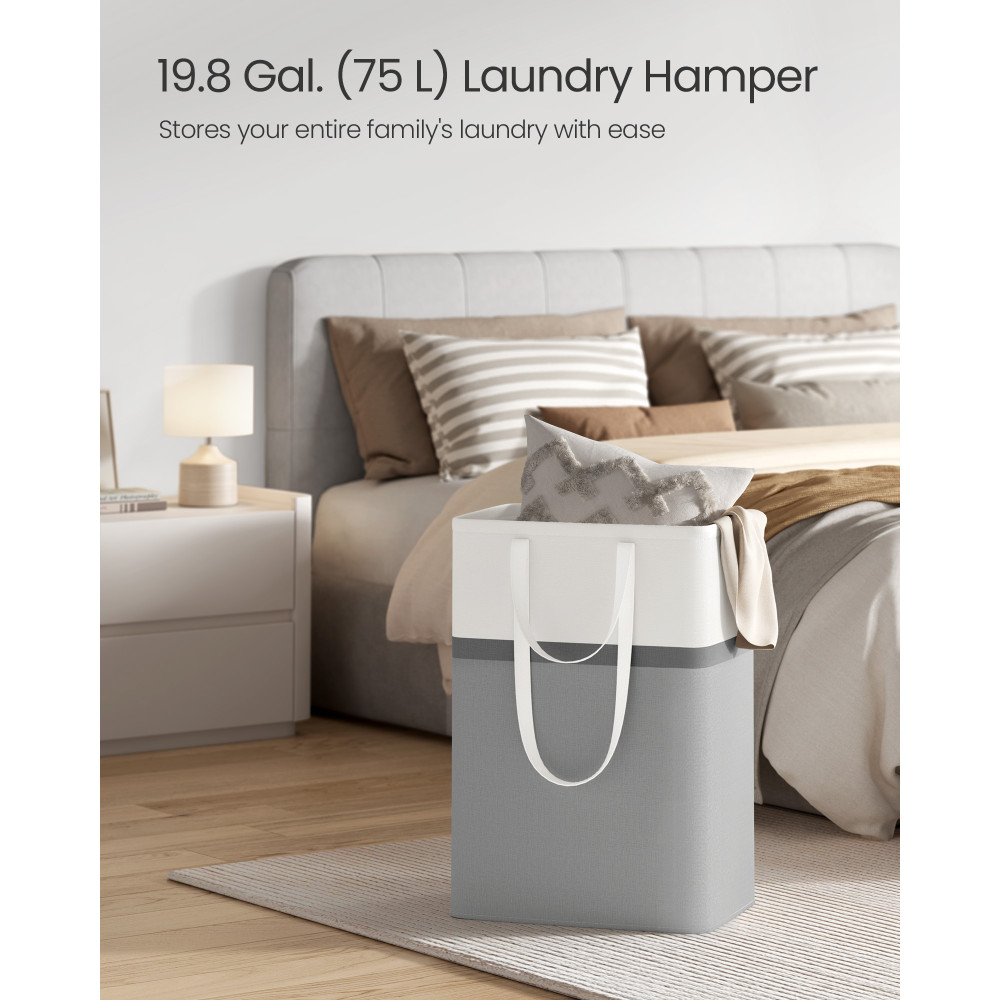 Produktbild för 75 L Collapsible Laundry Hampers Set Of 2 Dove Grey 40x30x65cm