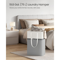 Produktbild för 75 L Collapsible Laundry Hampers Set Of 2 Dove Grey 40x30x65cm