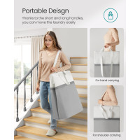 Produktbild för 75 L Collapsible Laundry Hampers Set Of 2 Dove Grey 40x30x65cm