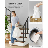 Produktbild för 160l Rolling Laundry Hamper With 3 Compartments & Wheels - Synthetic Rattan Basket, Removable Liner For Bedroom/laundry Room, Natural Yellow 70x36x66cm