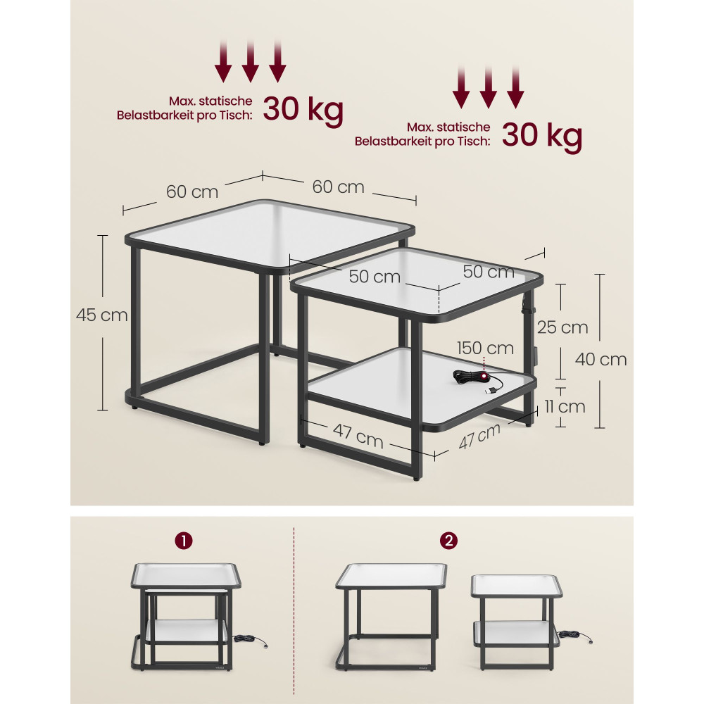 Produktbild för Coffee Tables White 60x60x46cm