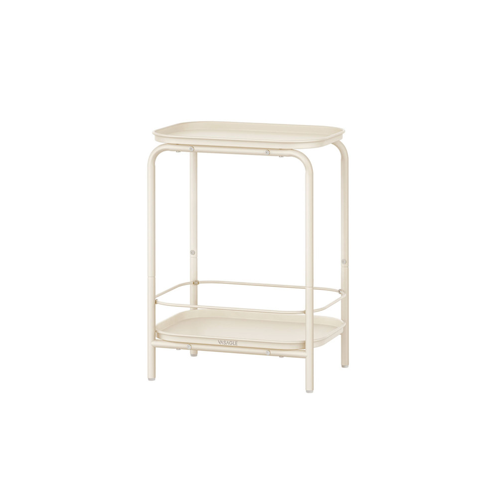 Produktbild för 2-tier Metal Side Table With Tray Surface Cream White 40x30x56cm