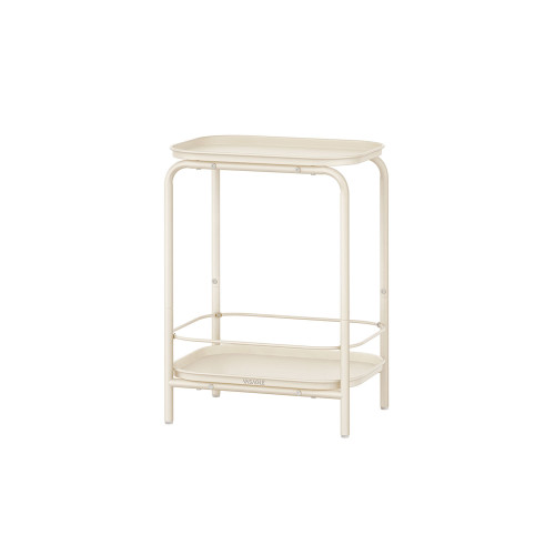 VASAGLE 2-tier Metal Side Table With Tray Surface Cream White 40x30x56cm