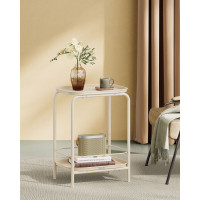 Produktbild för 2-tier Metal Side Table With Tray Surface Cream White 40x30x56cm