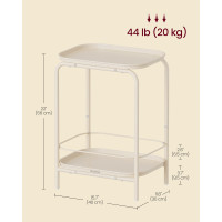 Produktbild för 2-tier Metal Side Table With Tray Surface Cream White 40x30x56cm