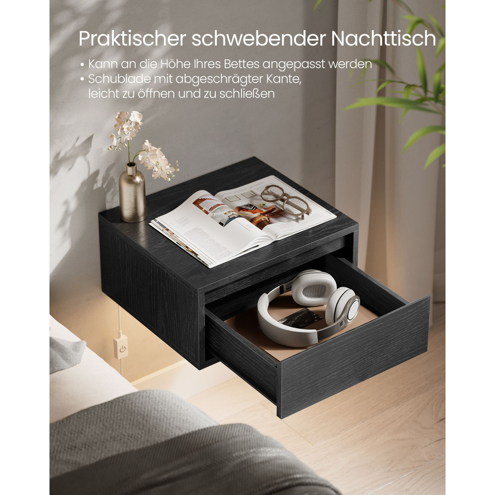 Produktbild för Bedside Tables Black 40x35x19cm