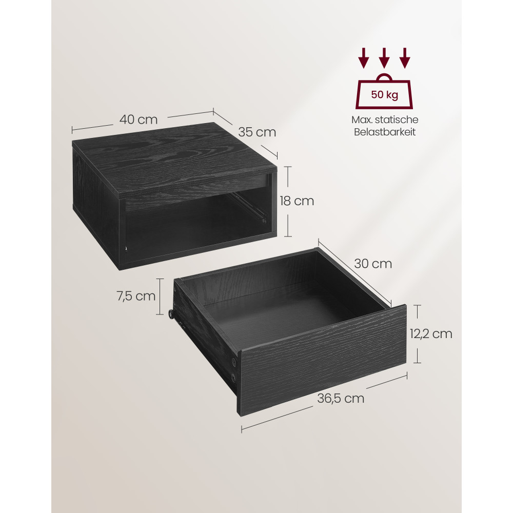 Produktbild för Bedside Tables Black 40x35x19cm