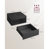 Produktbild för Bedside Tables Black 40x35x19cm