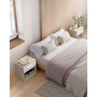 Produktbild för Bedside Tables, Set Of 2, Side Table With Drawer, Handle, Open Compartment, End Table, For Bedroom, Living Room, Natural Beige And Classic White Let819t67 Milky Coffee Color 39x28x41cm