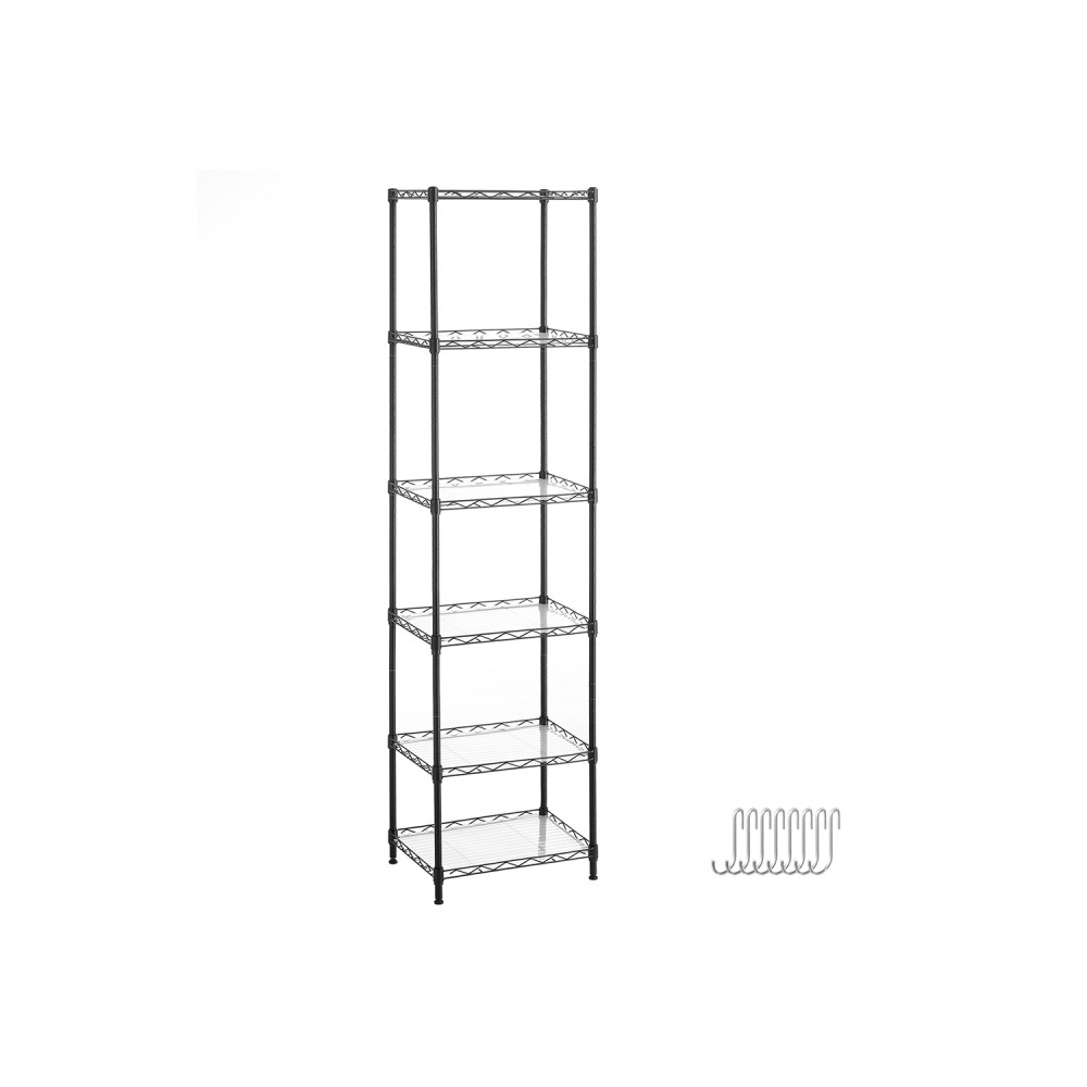 Produktbild för 6-tier Wire Shelving Unit With Adjustable Shelves Ink Black 40x30x160cm