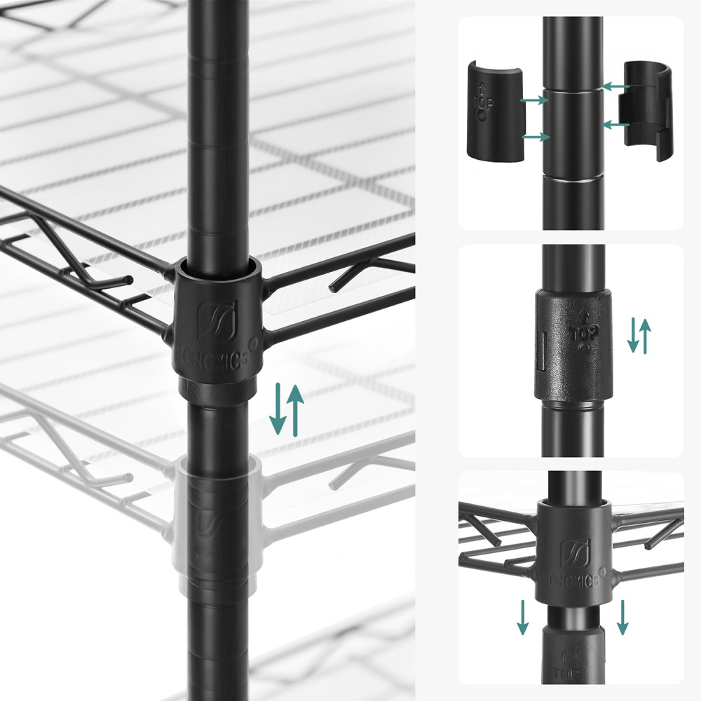 Produktbild för 6-tier Wire Shelving Unit With Adjustable Shelves Ink Black 40x30x160cm