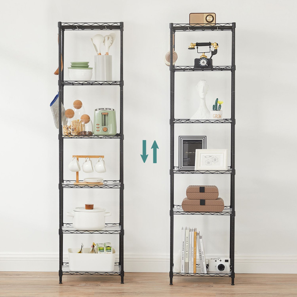 Produktbild för 6-tier Wire Shelving Unit With Adjustable Shelves Ink Black 40x30x160cm