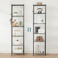 Produktbild för 6-tier Wire Shelving Unit With Adjustable Shelves Ink Black 40x30x160cm