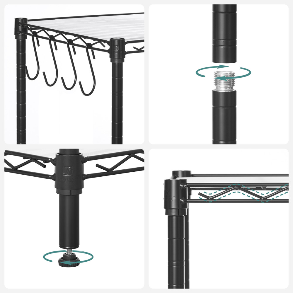 Produktbild för 6-tier Wire Shelving Unit With Adjustable Shelves Ink Black 40x30x160cm