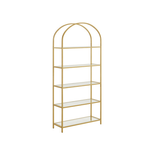 VASAGLE Glass Shelf Golden 83x30x184cm