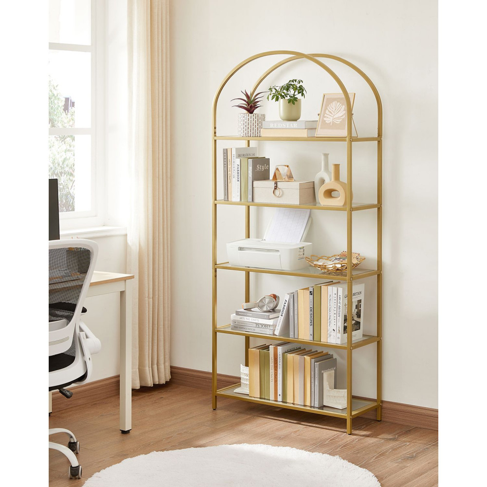 Produktbild för Glass Shelf Golden 83x30x184cm