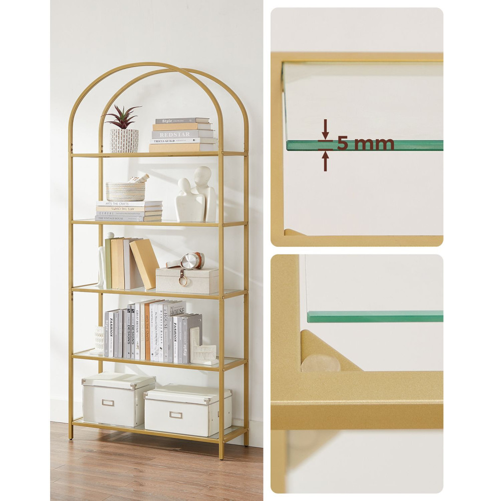 Produktbild för Glass Shelf Golden 83x30x184cm