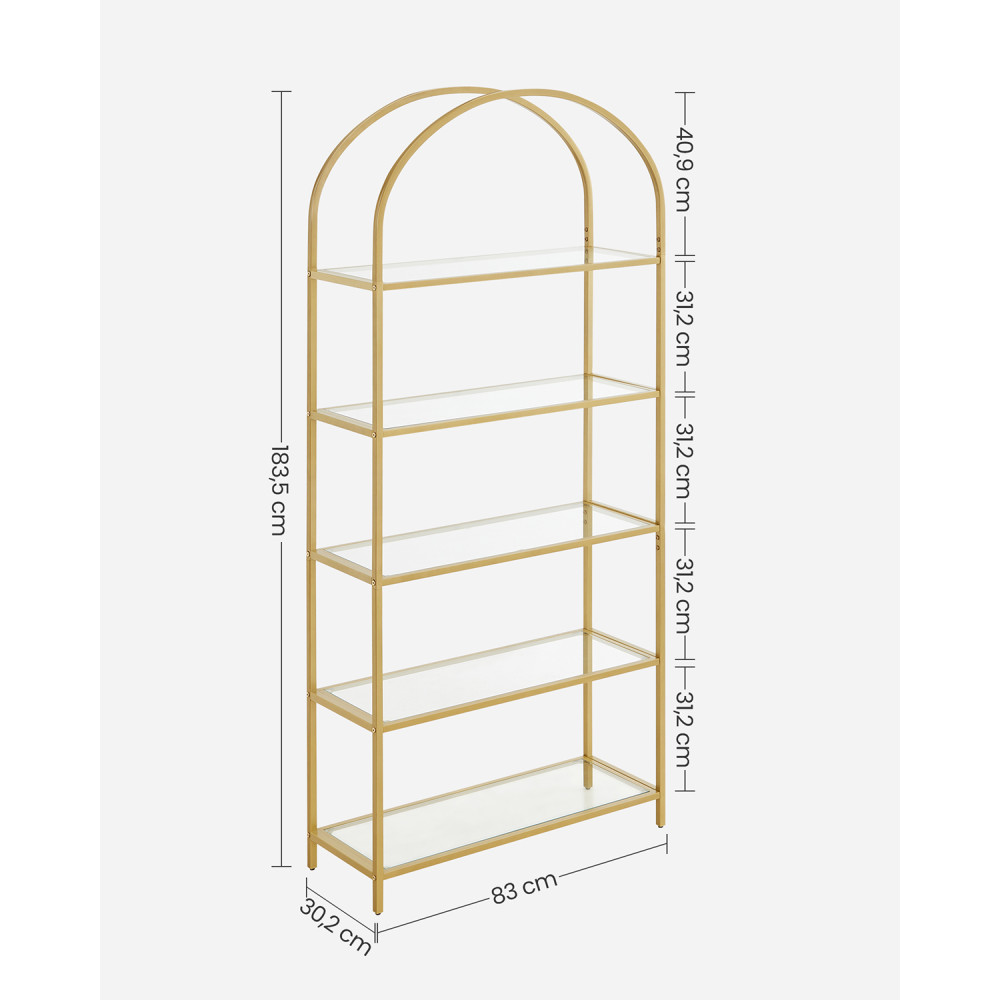 Produktbild för Glass Shelf Golden 83x30x184cm
