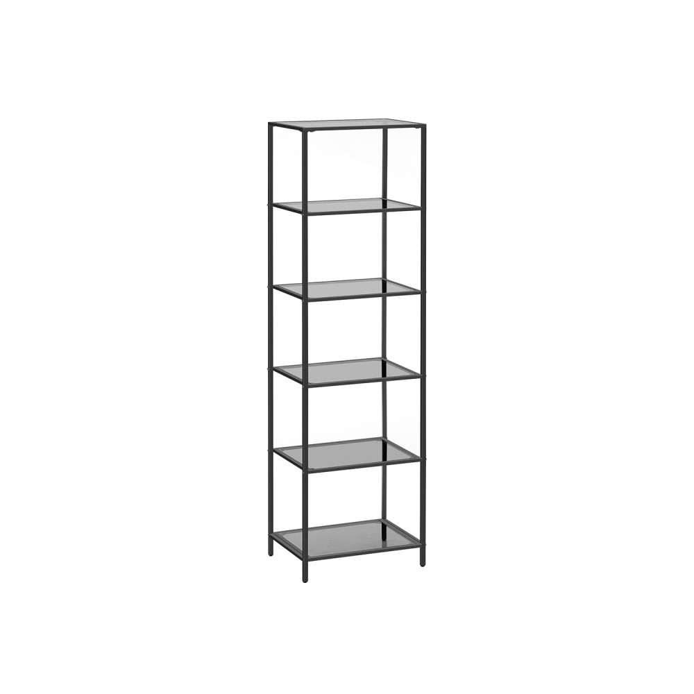 Produktbild för Black And Slate Grey 6-tier Glass Shelf 40x30x177cm