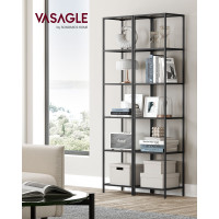 Produktbild för Black And Slate Grey 6-tier Glass Shelf 40x30x177cm