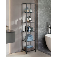 Produktbild för Black And Slate Grey 6-tier Glass Shelf 40x30x177cm