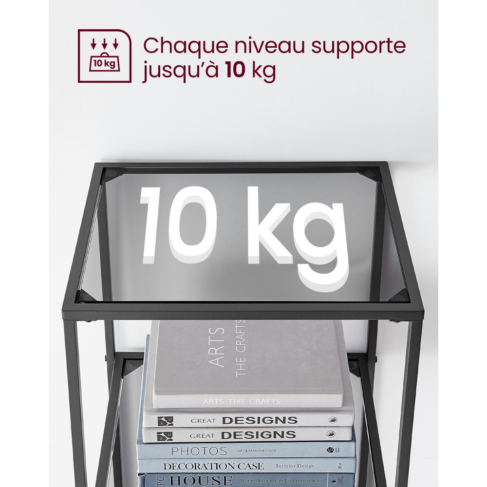 Produktbild för Black And Slate Grey 6-tier Glass Shelf 40x30x177cm