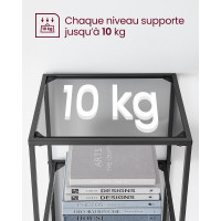 Produktbild för Black And Slate Grey 6-tier Glass Shelf 40x30x177cm