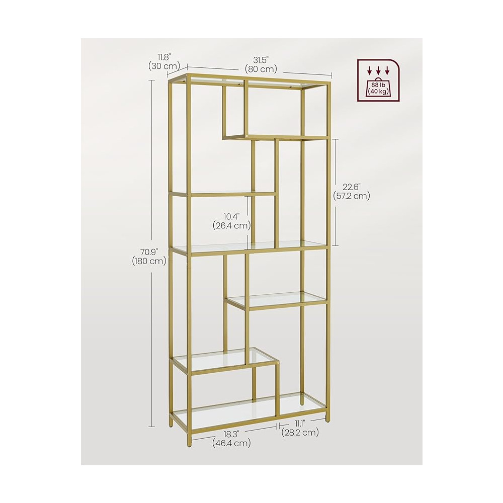 Produktbild för Glass Shelves White 80×30×181cm