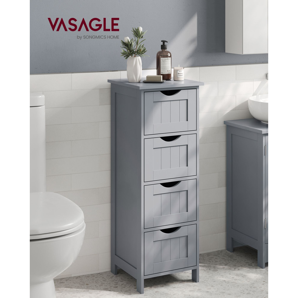 Produktbild för Bathroom Floor Storage Cabinet With 4 Drawers Mystic Grey 30x30x82cm