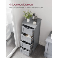 Produktbild för Bathroom Floor Storage Cabinet With 4 Drawers Mystic Grey 30x30x82cm