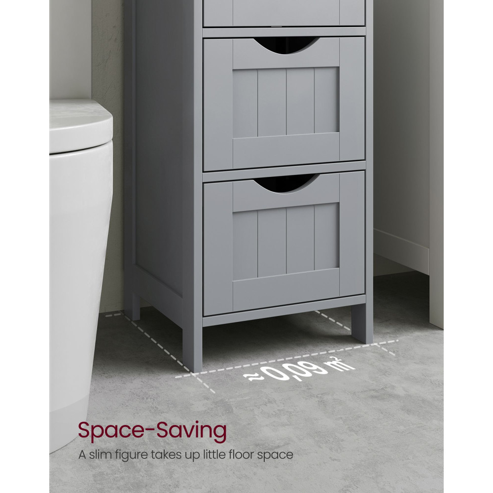 Produktbild för Bathroom Floor Storage Cabinet With 4 Drawers Mystic Grey 30x30x82cm